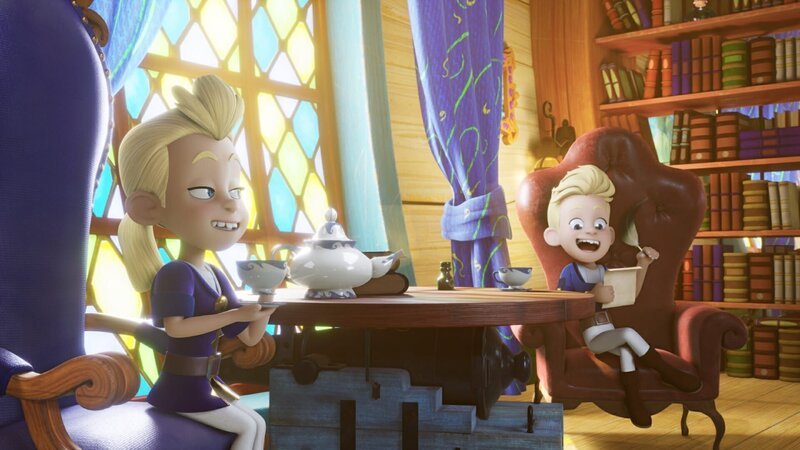 Die Manta-Zwillinge Alina und Gustav amüsieren sich königlich, als sie Finns Geheimnisse in dessen Briefpost lesen. – Bild: ZDF/​Method Animation Mediawan kids & family