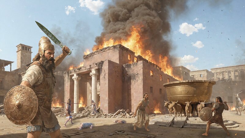 Der Tempel in Jerusalem wird von den Babyloniern niedergebrannt. – Bild: Windfall Films Ltd