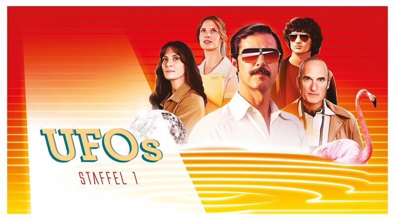 UFOs – Staffel 1 1978. Didier Mathure, brillanter Raumfahrtingenieur, erlebt einen herben Rückschlag als seine Rakete beim Start explodiert. Doch dann wird er zum Leiter der GEPAN ernannt, einer auf UFOs spezialisierten Einheit, deren Mitglieder auf einem anderen Planeten zu leben scheinen. Hier soll er nun wissenschaftliche Erklärungen für UFO-Sichtungen finden, ein Albtraumjob für einen überzeugten Rationalisten wie ihn. Doch ein unvorstellbares Ereignis stellt alles auf den Kopf und eröffnet ihm eine neue Welt. v.l.n.r. Elise Conti (Géraldine Pailhas), Véra Clouseau (Daphné Patakia),  Didier Mathure (Melvil Poupaud), Rémy Bidaut (Quentin Dolmaire), Marcel Bénes (Michel Vuillermoz) – Keyvisual – Bild: WDR/​Montebello Productions /​ WDR Kommunikation/​Redaktion Bild