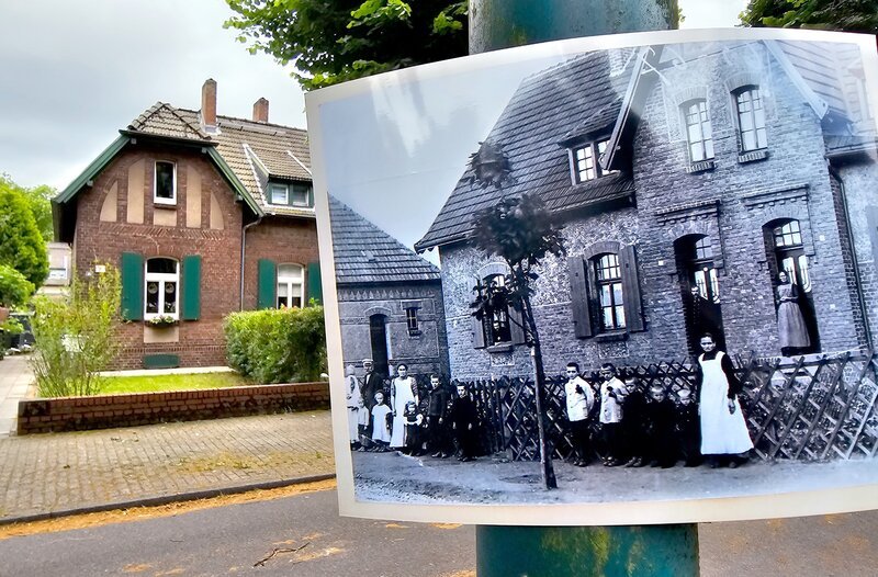 Ein Haus in der ehemaligen Bergarbeiter-siedlung „Rheinpreußen“ in Duisburg Homberg früher und heute. – Bild: WDR/​Ralf Gromann/​Schnittstelle GmbH