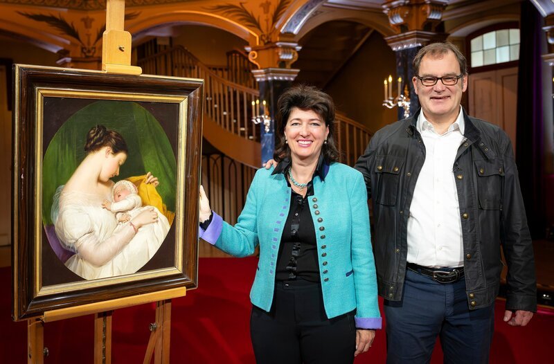 Junge Frau mit ihrem Kind – ein anrührendes Biedermeier-Gemälde auf hohem Niveau. – Bild: BR/​Ralf Wilschewski