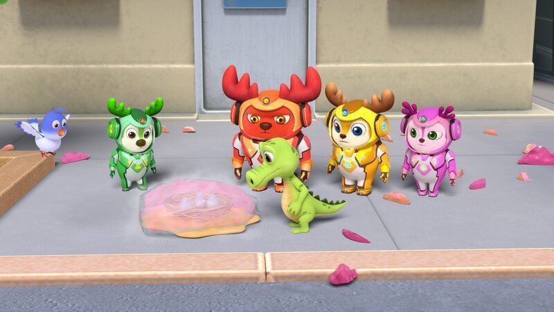 Bobbi (2.v.l.), Rammy (3.v.li.), Catherine the Crocodile (vorne), Kai (2.v.r.), Lola (r.) – Bild: Paramount