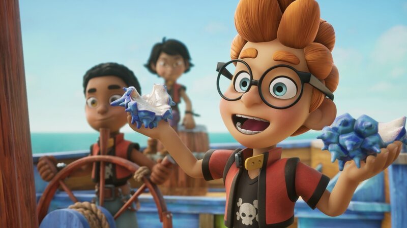 Für das Kochduell, in dem Finn gegen die Fischkopp-Brüder antritt, braucht er die Grüllbeiß-Frucht, die nur auf einer kleinen Insel zu finden ist. – Bild: ZDF und Method Animation – Mediawan kids & family