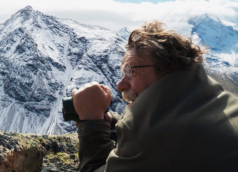 Domenic Jäger - nicht immer einfach die Steinböcke zu entdecken – Bild: SRF