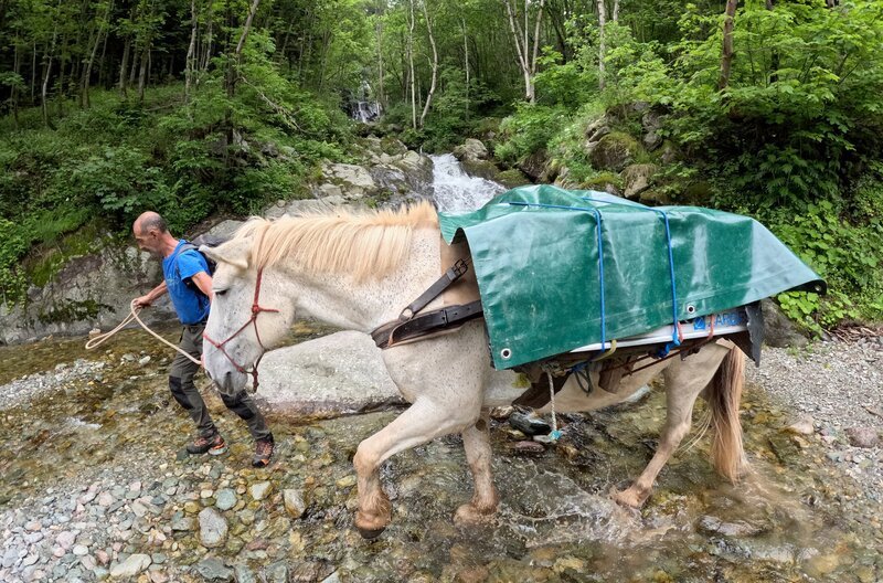 Im Piemont gibt es ihn noch, den Beruf des Säumers – Menschen, die Lasten auf dem Rücken von Saumtieren durchs Gebirge transportieren. – Bild: ARTE /​ MedienKontor/​Roland Gockel