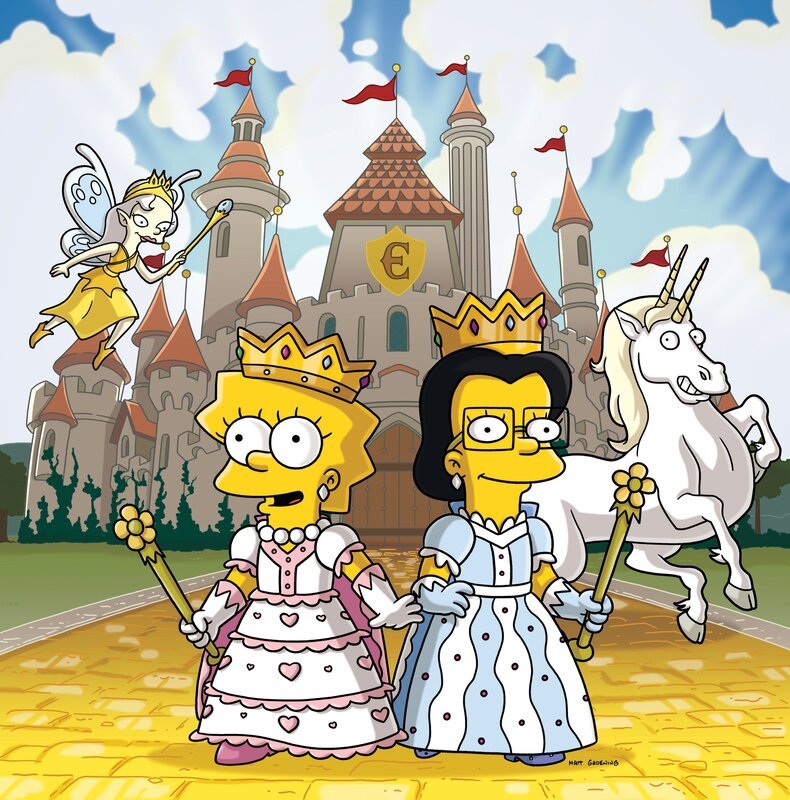 Lisa (l.) lernt eine gewisse Juliet (r.) kennen, mit der sie sich auf Anhieb blendend versteht. Nach und nach spinnen sich die beiden ein Traumreich zusammen, das sie „Equalia“ nennen. Marge ist besorgt … – Bild: CR: FOX /​ FOX BROADCASTING