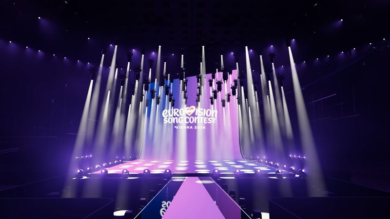 Visualisierung des Lichtdesigns beim Eurovision Song Contest 2026 in Wien. – Bild: Tim Routledge /​ ORF