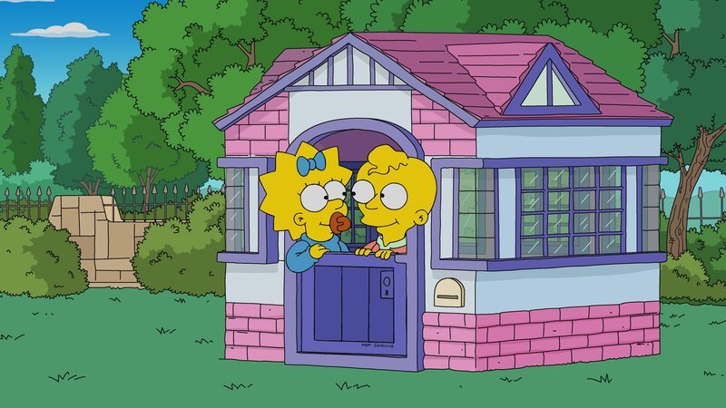 „Die Simpsons“, „Maggies erste Liebe.“ Maggie trifft auf einem Spielplatz den kleinen Hudson. Die zwei sind sogleich ganz vernarrt ineinander. Doch weil Marge Hudsons Mutter partout nicht ausstehen kann, scheinen alsbald auch die Kinder getrennte Wege gehen zu müssen. Unterdessen soll Homer dafür sorgen, dass sein Chef günstig an ein Heliumvorkommen herankommt. Weil ihm der Bestitzer der Quelle sympathisch ist, plagen Homer aber zunehmend Gewissensbisse. – Bild: Fox and its related entities