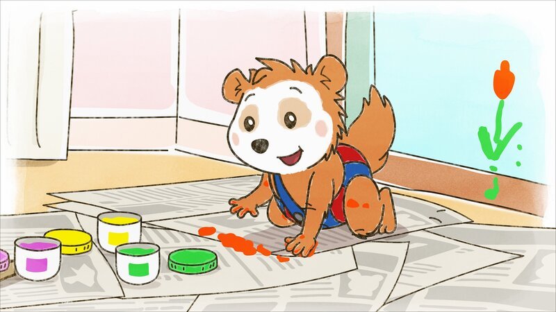 Bobo entdeckt das Malen mit Fingerfarben. – Bild: WDR/​JEP ANIMATION