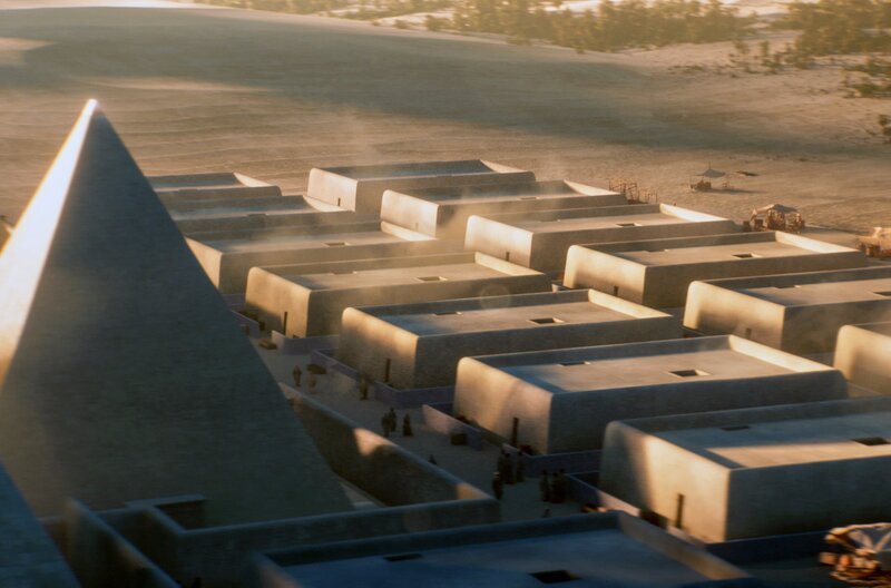 Rekonstruktion der Mastaba des Wesirs Ouni: Die zahlreichen bei den Ausgrabungen gefundenen Hinweise helfen dabei, das Geheimnis der Grabstätte zu entschlüsseln. – Bild: Iliade Productions