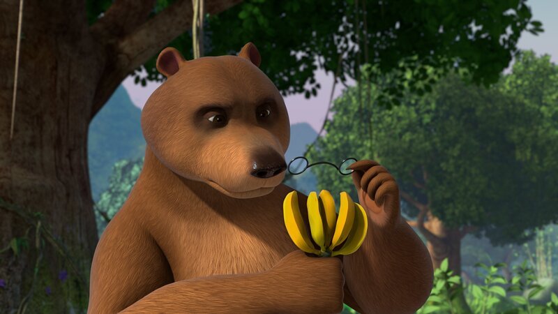 Es wachsen nicht mehr so viele Bananen im Dschungel. Balu ist besorgt und fragt sich, ob es zu wenige Bienen gibt? – Bild: DQ Entertainment (Ireland) Limited /​ ZDF