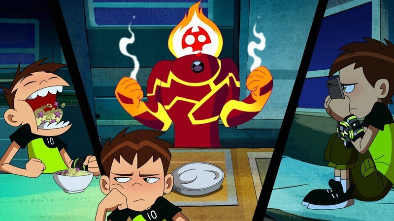 Ben (unten), Heatblast (oben, m.) – Bild: Cartoon Network