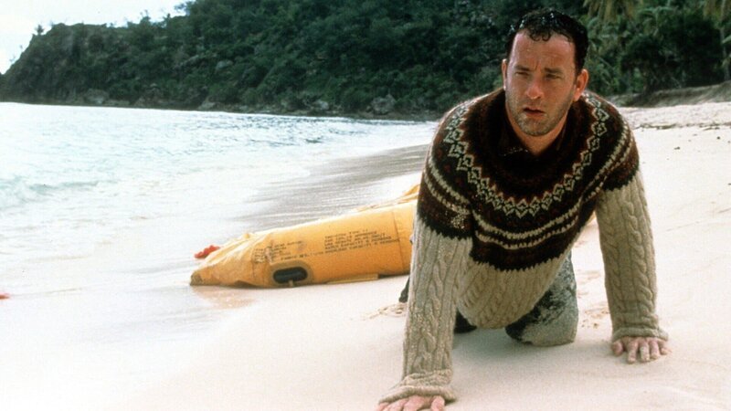 Chuck Noland (Tom Hanks) konnte sich auf eine Insel retten – Bild: RTL II
