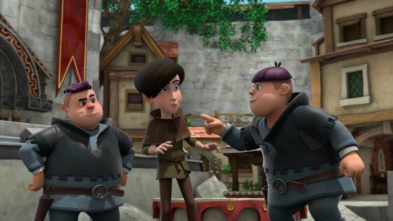Ralf (li.) und Rolf (re.) freunden sich mit dem neuen Jungen (M.) an und benutzen ihn für ihre üblen Machenschaften. – Bild: ZDF/​Method Animation 2021/​ZDF Studios/​KidsMe