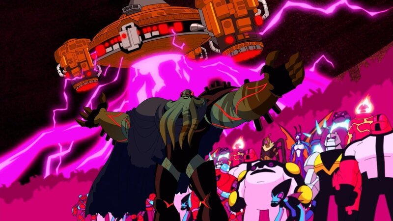 Vorne, v.li.: Vilgax, Cannonbolt, XLR8, Diamondhead, Four Arms – Bild: Cartoon Network