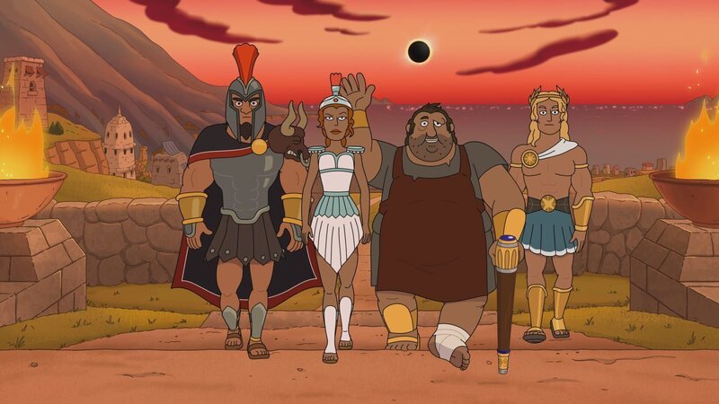 v.li.: Ares, Athena, Hephaestus, Apollo – Bild: Paramount /​ KRAPOPOLIS by FOX Media Inc