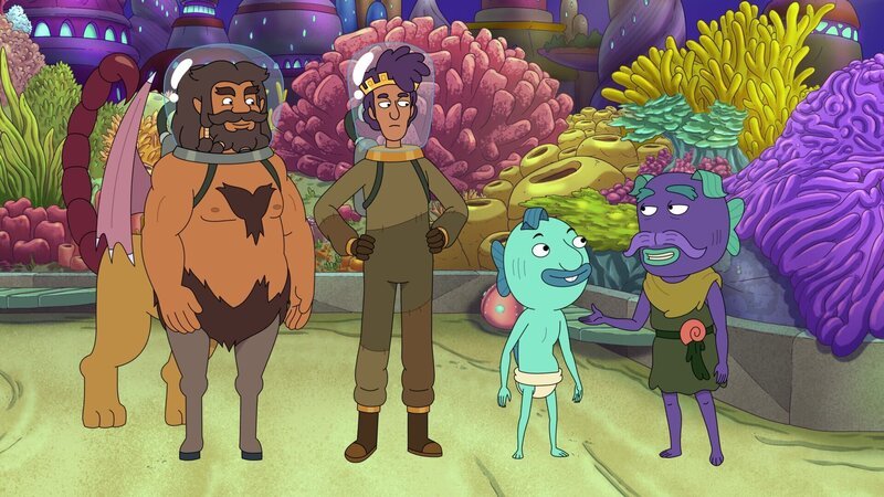 Shlub (l.), Tyrannis (2.v.l.), Hippocampus (2.v.r.) – Bild: Paramount /​ KRAPOPOLIS by FOX Media Inc