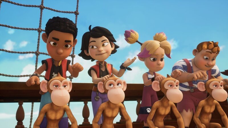 Die Schüler der Pirate Academy sind zum Läuse-Suchen bei ihren ungebetenen Gästen verdonnert. – Bild: Honorarfrei – nur für diese Sendung inkl. SocialMedia bei Nennung ZDF und 2024 – Method Animation – Mediawan kids & family.