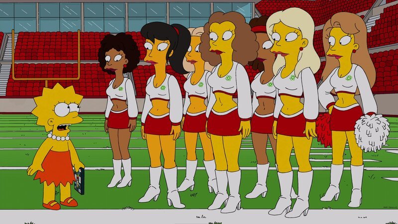 Wird von den Cheerleadern des örtlichen Profifootballteams „Springfield Atoms“ rekrutiert: Lisa (l.) … – Bild: © 2013 Twentieth Century Fox Film Corporation. All rights reserved.