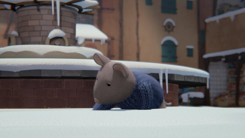 Sam sucht im Schnee den Dominostein, den sein kleiner Bruder Ben gestern hier verloren hat. – Bild: Cielo Films – Caribara Product /​ ZDF