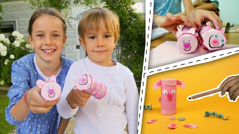 Kinder basteln rosa Schweinchen. – Bild: KiKA/Motion Works GmbH Kinder basteln rosa Schweinchen. – Bild: KiKA/Motion Works GmbH
