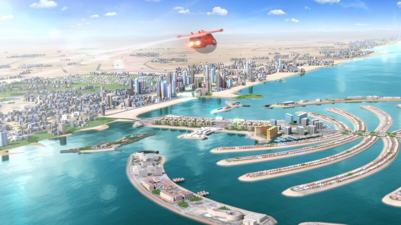 Jett fliegt nach Dubai, um dem Nachwuchsarchitekten Said ein Paket mit einem neuen Werkzeugbaukasten zu überbringen. – Bild: Super RTL