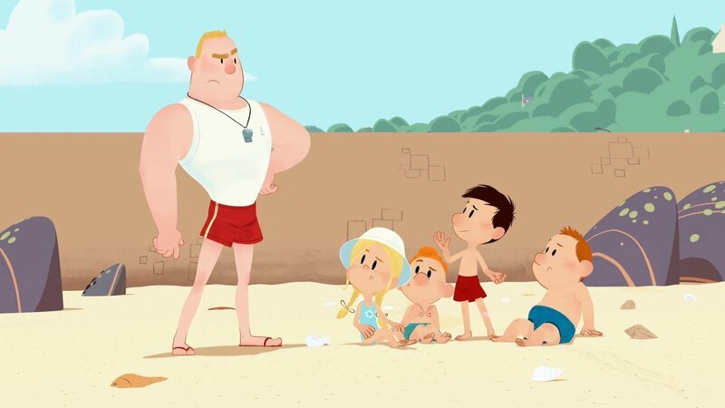 Nick und seine Freunde bitten den Bademeister, Splashy zu retten. – Bild: SWR/​MEDIA VALLEY/​BELVISION/​Le Petit Nicolas