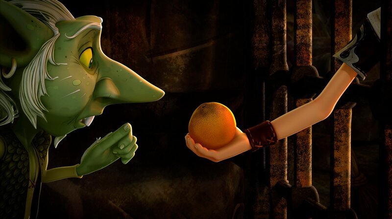 Der Kobold Toutrok sitzt im Gefängnis, weil er angeblich Orangen gestohlen hat. – Bild: SWR/​Blue Spirit Productions/​TéléTOON+/​Canal+