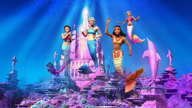 Ambassador Kattrin (left), Selena (in blue), Ambassador Renata (in yellow), Barbie like mermaid (right, back) – Bild: RTL