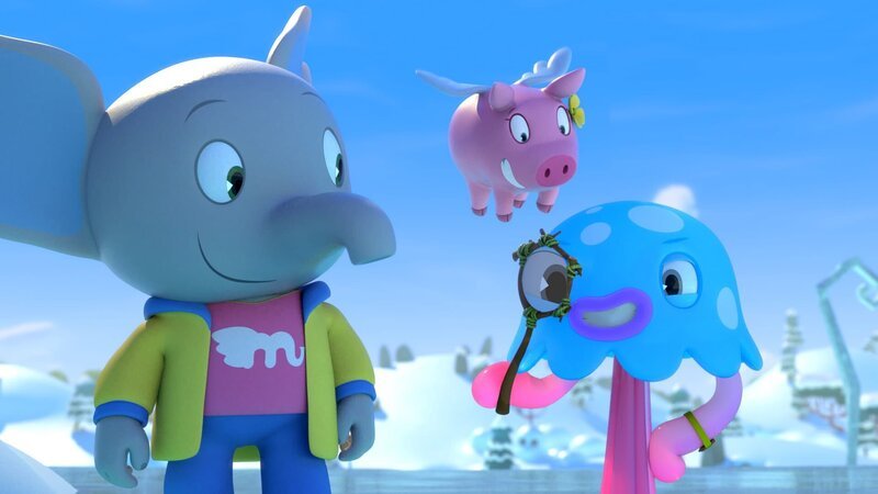 Mamfie, Pinkie und Takolo folgen einer geheimnisvollen Spur. – Bild: KiKA/​ZODIAK KIDS STUDIO FRANCE/​ANIMOKA