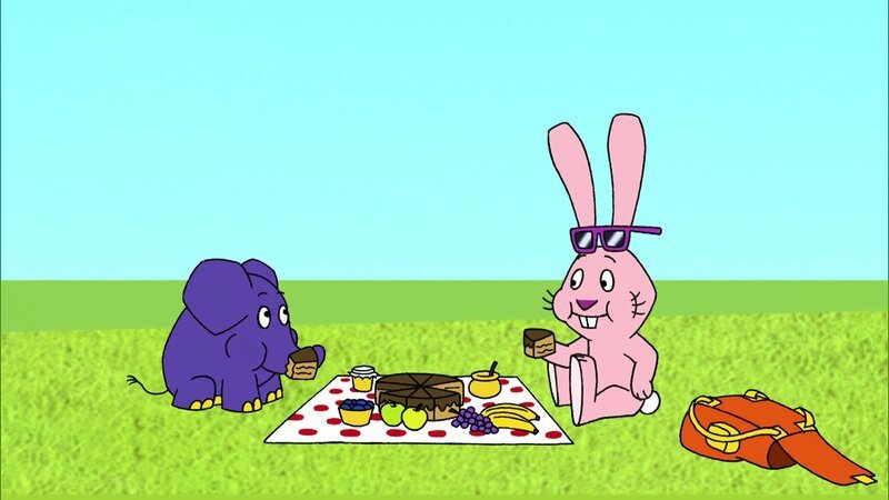 Elefant und Hase machen ein Picknick. – Bild: WDR