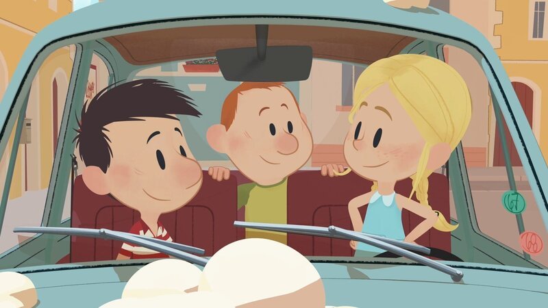 Die Aktion Autowaschen läuft. Nick,  Otto und Marie-Hedwig sind zufrieden. – Bild: SWR/​MEDIA VALLEY/​BELVISION/​Le Petit Nicolas