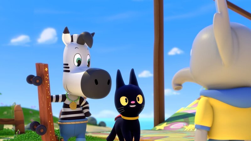Kralle skatet mit Shaka. Das sieht ihm eigentlich gar nicht ähnlich! – Bild: KiKA/​ZODIAK KIDS STUDIO FRANCE/​ANIMOKA