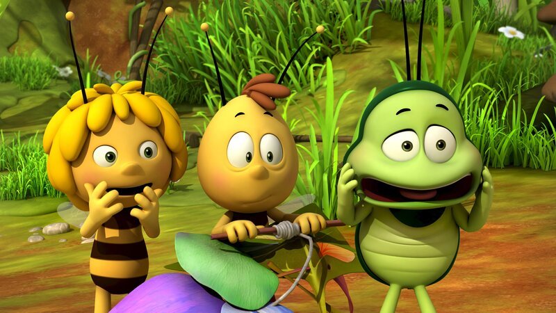 Maja, Willi und Ben sind fassungslos. – Bild: ZDF/​Studio100 Animation