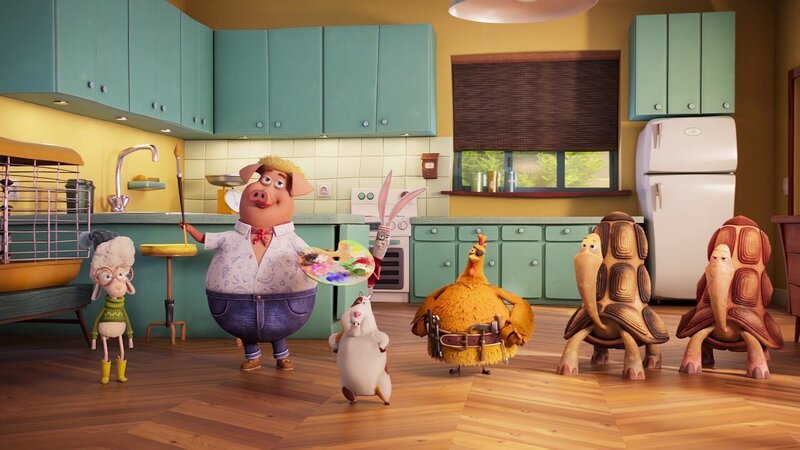 Der Coop Troop kümmert sich um die Wiederherstellung des Gemäldes, welches der Hamster aufgefressen hat. – Bild: KiKA /​ Sixteen South /​ Mikros Animation IP /​ Tencent