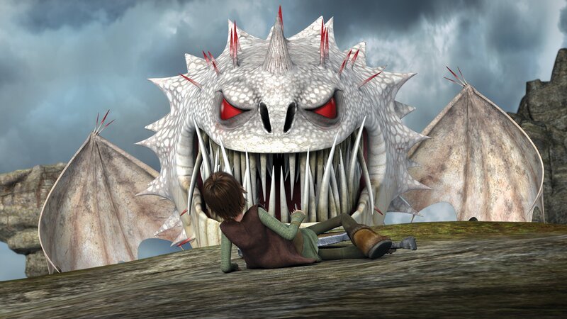 „Dragons – Die Wächter von Berk“, „Die Feuerwurm-Insel.“ Rotzbakke will der beste Drachenreiter sein und trainiert hat. Dabei übersieht er, dass er Hakenzahn überfordert und dieser immer schwächer wird. Es scheint, dass nur noch sogenannte Feuerwürmer ihm seine Kraft zurückgeben können. Doch es gibt in Berk zu wenige von diesen kleinen Reptilien. Die Freunde begleiten Rotzbakke und Hakenzahn zur Feuerwurm-Insel, wo sie schnell ein reichhaltiges Gelege mit kleinen Feuerwürmern ausmachen können. Doch dieses wird streng bewacht. – Bild: ORF 1