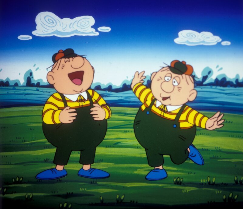 Tweedle Dee und Tweedle Dum amüsieren sich über Little Bill, der sich verliebt hat. – Bild: ORF 1