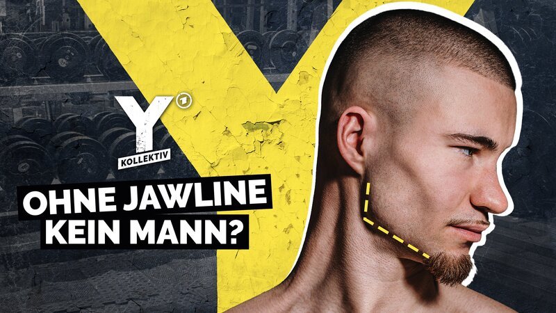 Key Visual/​Cover zu „Ohne Jawline kein Mann?“. Im Bild: Portrait im Seitenprofil von Benny aka. „Nacouziflex“. Im Fokus seine ausgeprägte Kieferpartie. – Bild: Josephine Gotzes; Glebstock; BR; Radio Bremen; stock.adobe.com