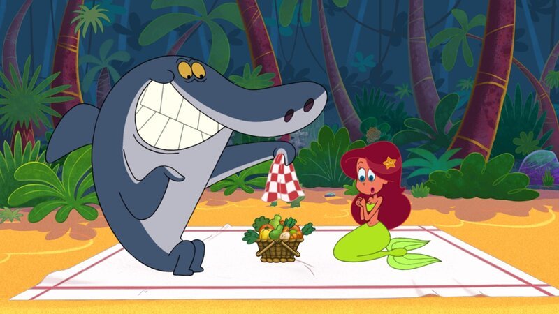 Marinas Vater Poseidon kommt zu Besuch und Sharko möchte einen guten Eindruck hinterlassen.  +++ – Bild: Marinas Vater ist da! /​ © Xilam Animation