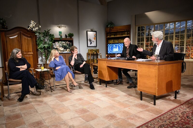 Maria Hofstätter, Nina Proll, Voodoo Jürgens, Christoph Grissemann, Dirk Stermann. – Bild: ORF/​Hans Leitner
