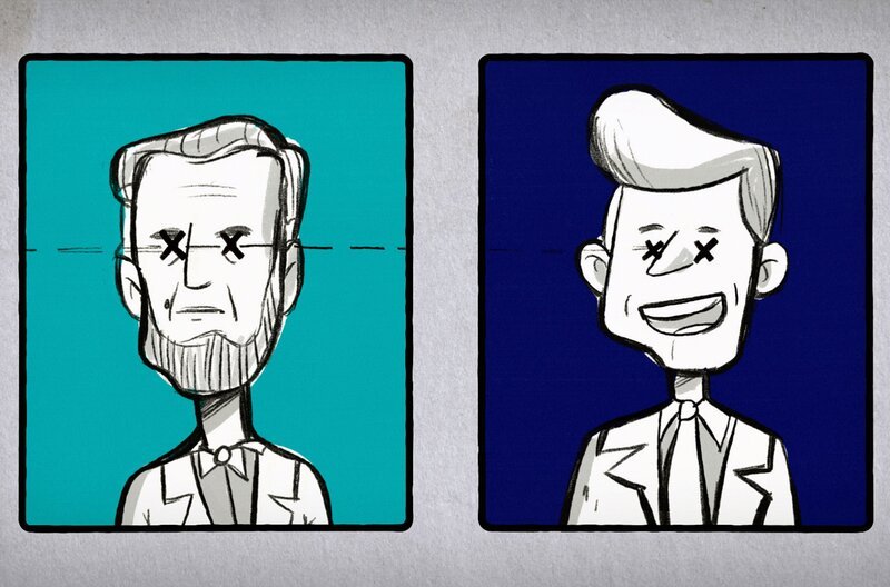 Lincoln und Kennedy trennen zwar um die hundert Jahre, ihre Todesumstände weisen aber komische Gemeinsamkeiten auf. Ist das Zufall? – Bild: eigene Animation (Krokodile)