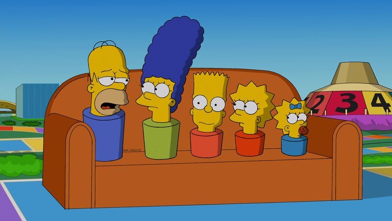 Die Simpsons als Figuren in einem Spiel: (v.l.n.r.) Homer, Marge, Bart, Lisa und Maggie … – Bild: © 2013 Twentieth Century Fox Film Corporation. All rights reserved.
