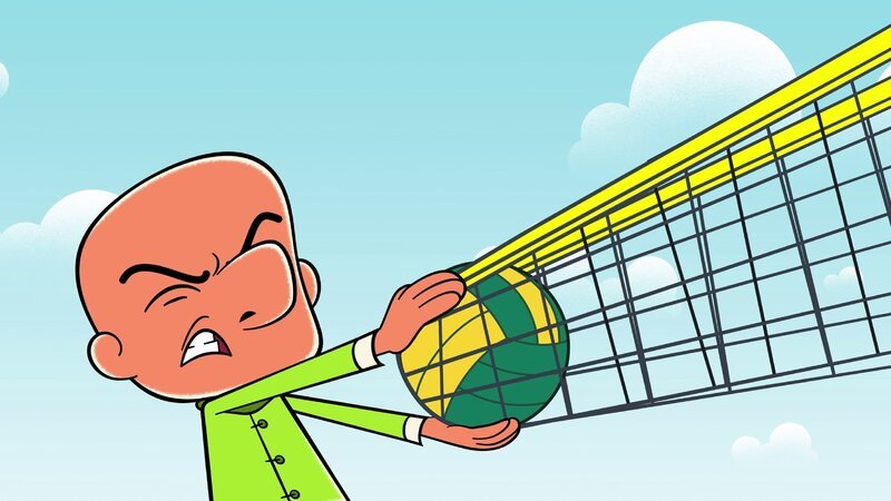 Mr. Magoo katapultiert den Drachen, da dieser Goldensand anzugreifen scheint. – Bild: SUPER RTL