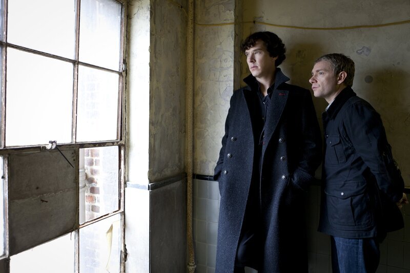 Sherlock Holmes (Benedict Cumberbatch, l.); Dr. John Watson (Martin Freeman, r.) – Bild: Hartwood Films