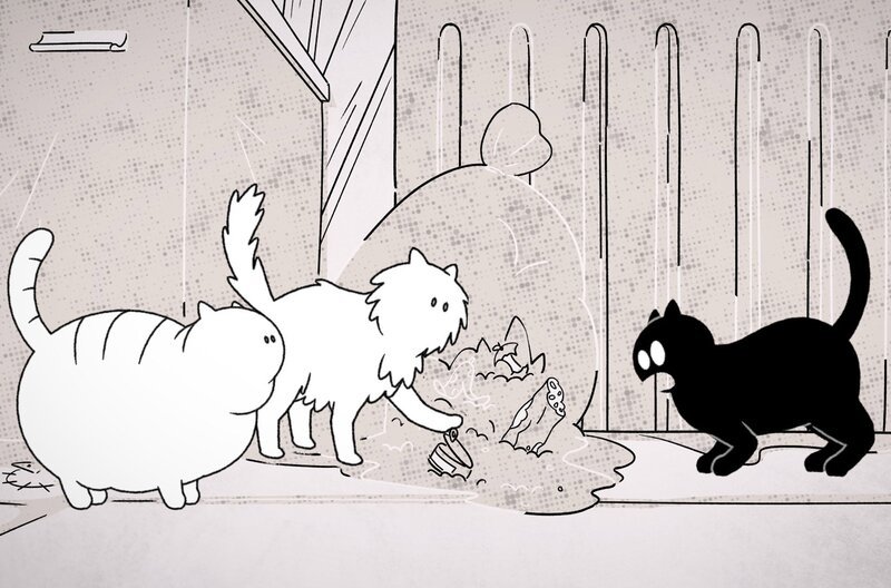 Wie alle Katzen hat Moustique panische Angst vor Gurken – aber Stéphane reitet heute der Schalk. – Bild: ARTE F /​ Autour de Minuit Productions