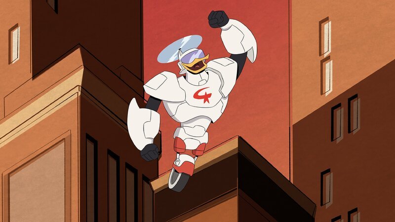 „Disneys DuckTales“, „Wer ist Krach-Bumm-Ente?.“ Fenton hat Probleme mit seinem Superanzug. Trotz seiner besten Absichten und guten Taten läuft so vieles schief, dass er sein unbezahltes Praktikum bei Daniel Düsentrieb verliert. Als dann auch noch Mark die Sache mit dem Superanzug in seine eigenen, inkompetenten Hände nimmt, droht die Situation außer Kontrolle zu geraten. – Bild: TABLOIDS OUT