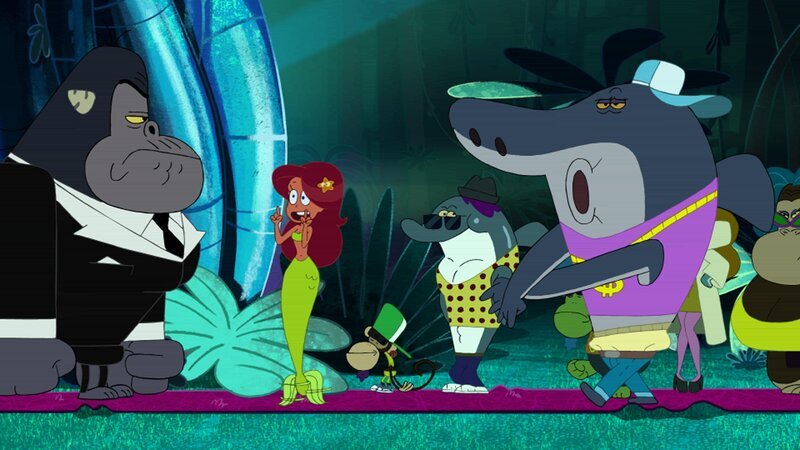 Marina und Sharko gehen auf eine Party im neuen Nachtclub am Strand. Aber der Türsteher will Sharko nicht in den Club lassen.  +++ – Bild: Im Partyfieber /​ © Xilam Animation