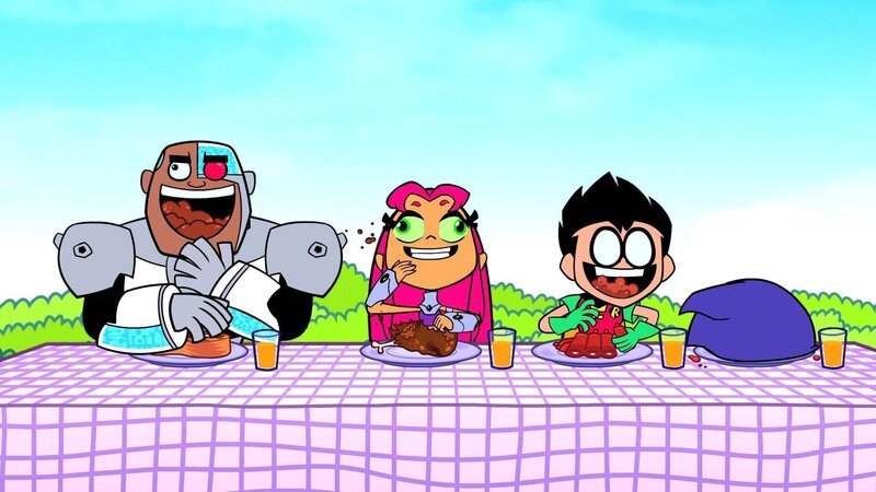 v.li.: Cyborg, Starfire, Robin, Raven – Bild: Warner Bros. Entertainment Inc. All Rights Reserved