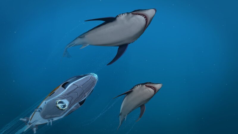 Kaiko und Ant müssen in dem U-Boot Aronnax die Haie verfolgen und einen Plan schmieden, wie sie die restliche Familie retten können. – Bild: Super RTL