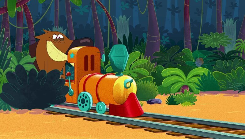 Zig gibt sich als Zugschaffner aus, um die Meerjungfrau Marina zu transportieren – direkt auf seinen Teller! – Bild: Xilam Animation